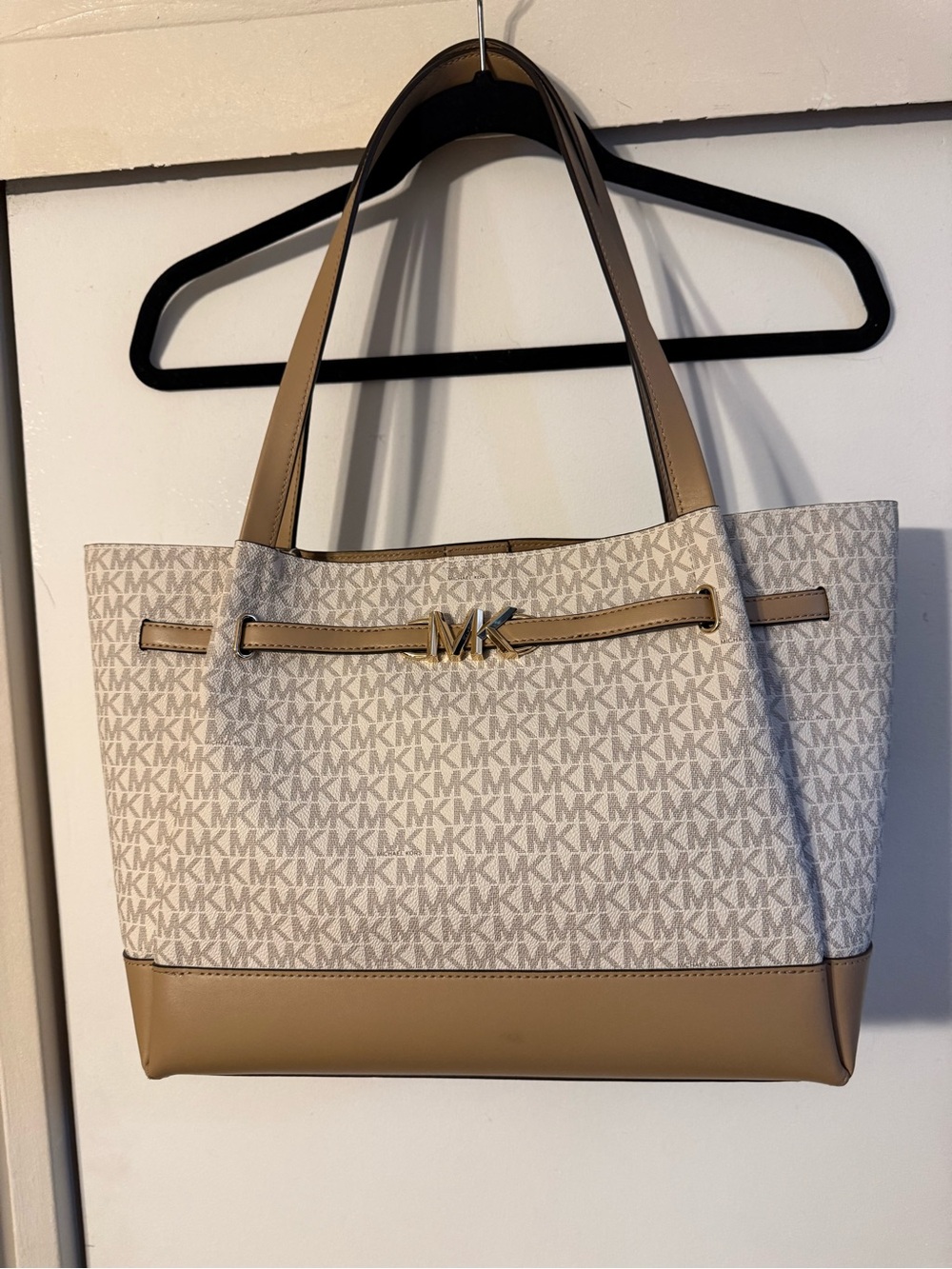 Michael Kors Beige and Tan MK Logo Tote